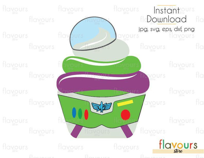 Buzz Lightyear Cupcake - Toy Story- Cuttable Design Files (Svg, Eps, Dxf, Png, Jpg) For Silhouette and Cricut - FlavoursStore