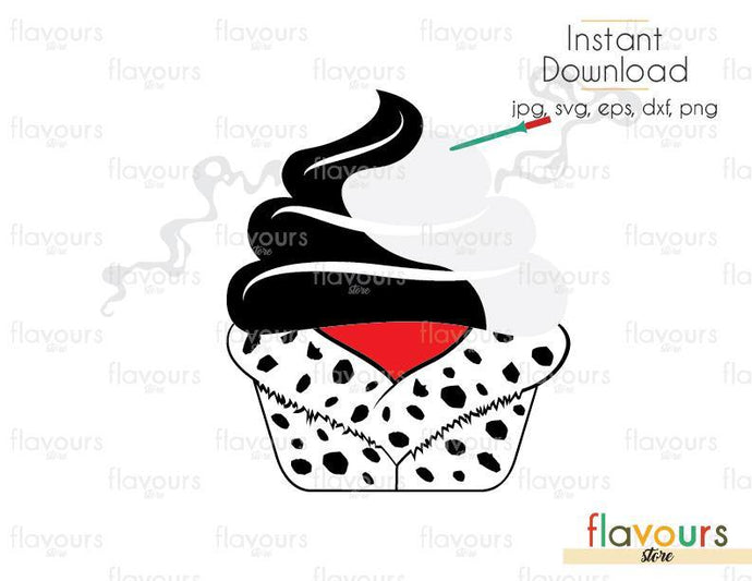 Cruella de Vill Cupcake - 101 Dalmatians - SVG Cut File - FlavoursStore