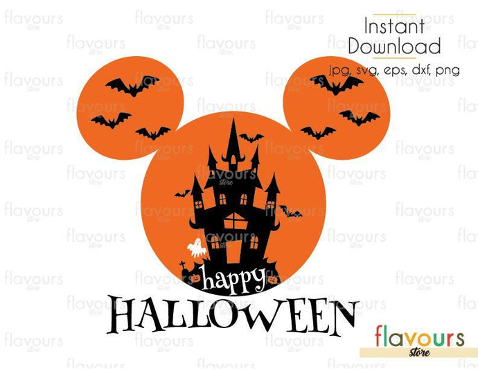 Happy Halloween Mickey Castle Ears- Cuttable Design Files (Svg, Eps, Dxf, Png, Jpg) For Silhouette and Cricut - FlavoursStore