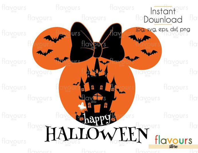 Happy Halloween Minnie Castle Ears- Cuttable Design Files (Svg, Eps, Dxf, Png, Jpg) For Silhouette and Cricut - FlavoursStore