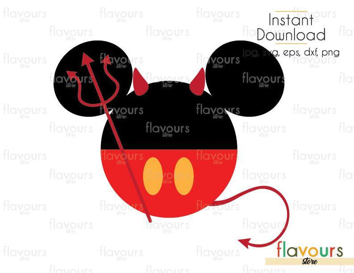Mickey Devil Halloween - Cuttable Design Files (Svg, Eps, Dxf, Png, Jpg) For Silhouette and Cricut - FlavoursStore