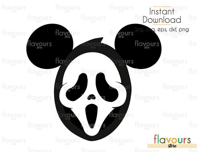 Mickey Ghost Face - Cuttable Design Files (Svg, Eps, Dxf, Png, Jpg) For Silhouette and Cricut - FlavoursStore