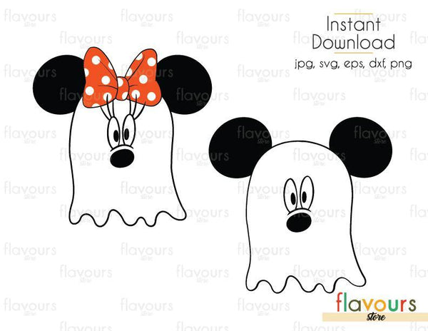 Mickey and Minnie Ghost - Cuttable Design Files (Svg, Eps, Dxf, Png, J ...