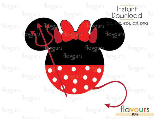 Minnie Devil Halloween - Cuttable Design Files (Svg, Eps, Dxf, Png, Jpg) For Silhouette and Cricut - FlavoursStore