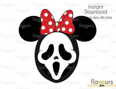 Minnie Ghost Face - Cuttable Design Files (Svg, Eps, Dxf, Png, Jpg) For Silhouette and Cricut - FlavoursStore