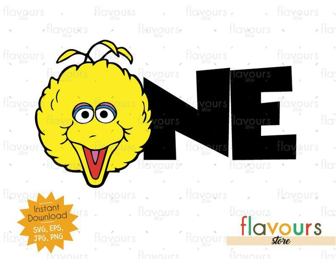 One - Big Bird - Sesame Street - Cuttable Design Files (Svg, Eps, Dxf, Png, Jpg) For Silhouette and Cricut - FlavoursStore