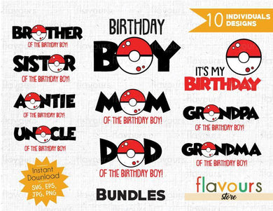 Pokeball - Pokemon - Bday Boy Bundle - SVG Cut File - FlavoursStore