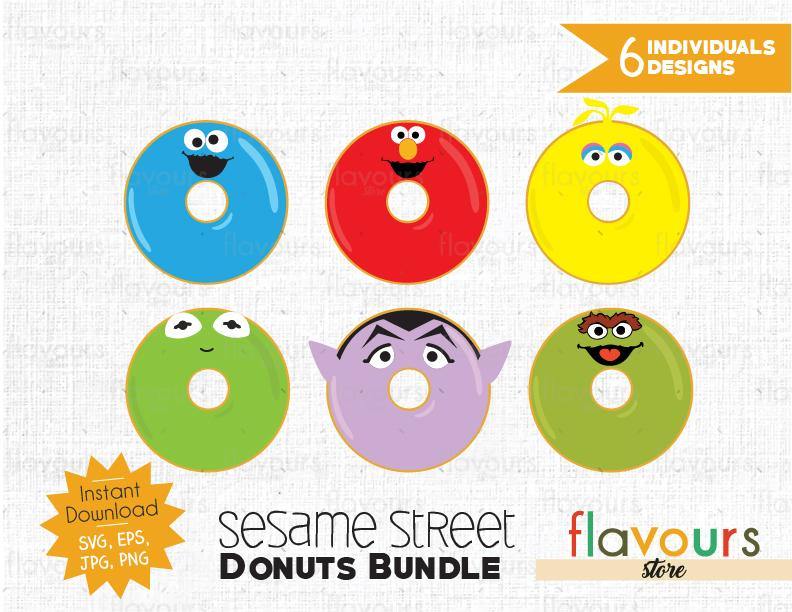 Sesame Street Donuts Inspired Bundle Instant Download SVG Cut File