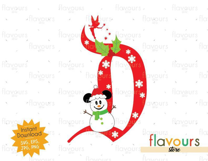 Disney D Christmas Mickey Snowman - SVG Cut File - FlavoursStore