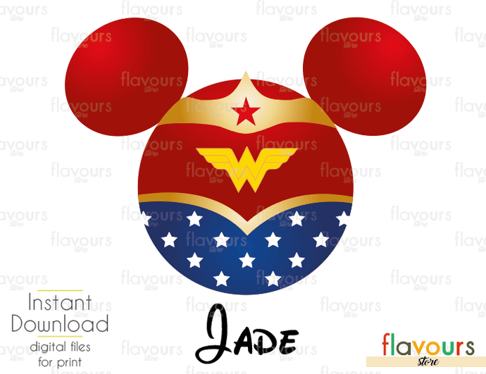 Wonder Woman Minnie Ears - Disney - Digital Files Printables - Iron On Transfer - JPG Files - FlavoursStore
