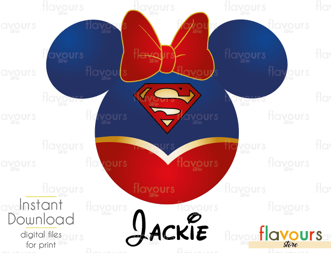 Supergirl Minnie Ears - Disney - Digital Files Printables - Iron On Transfer - JPG Files - FlavoursStore