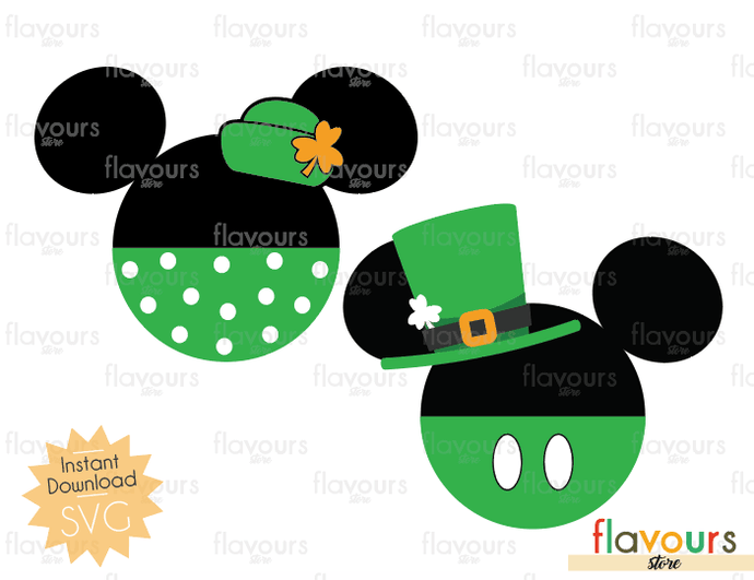 Minnie and Mickey - St. Patrick's Day - SVG Cut File - FlavoursStore