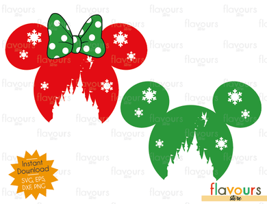 Mickey And Minnie Christmas Castle - SVG Cut File - FlavoursStore