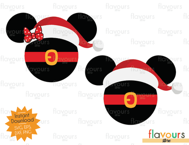 Mickey And Minnie Mouse Christmas Hat - SVG Cut File - FlavoursStore