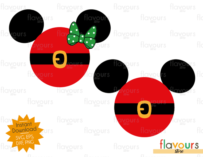 Mickey And Minnie Mouse Santa - SVG Cut File - FlavoursStore