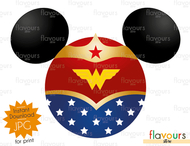 Minnie Wonder Woman Ears - Disney - Digital Files Printables - Iron On Transfer - JPG Files - FlavoursStore