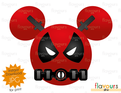 Deadpool Mickey Ears - Disney - Digital Files Printables - Iron On Transfer - JPG Files - FlavoursStore