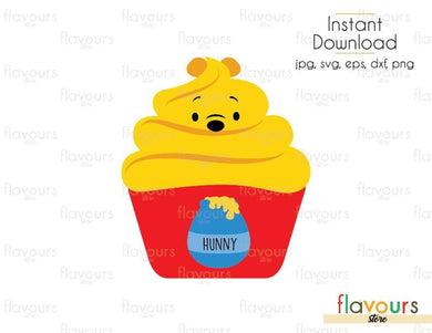 Winnie The Pooh Cupcake - Winnie The Pooh - Cuttable Design Files (Svg, Eps, Dxf, Png, Jpg) For Silhouette and Cricut - FlavoursStore