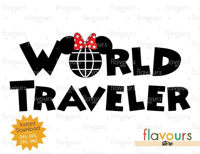 World Traveler Minnie Ears - Instant Download - SVG Cut File - FlavoursStore