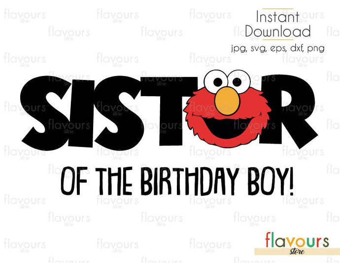 Sister of the Birthday Boy - Elmo - Sesame Street - Cuttable Design Files (Svg, Eps, Dxf, Png, Jpg) For Silhouette and Cricut - FlavoursStore