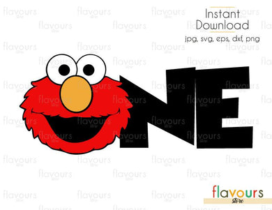 One - Elmo - Sesame Street - Cuttable Design Files (Svg, Eps, Dxf, Png, Jpg) For Silhouette and Cricut - FlavoursStore