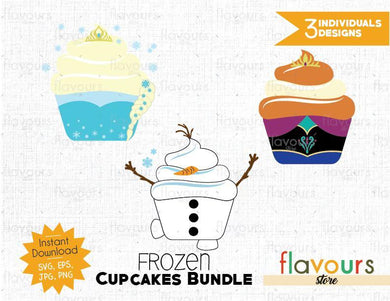 Anna, Elsa and Olaf - Frozen Cupcakes Bundle - SVG Cut File - FlavoursStore