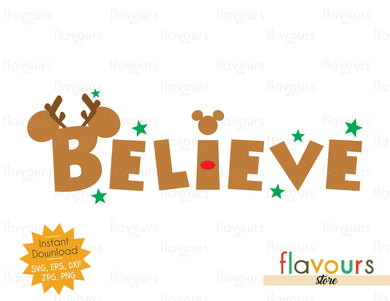 Believe - Reindeer Ears - SVG Cut File - FlavoursStore