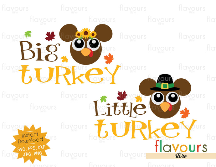 Big Turkey - Little Turkey - Thanksgiving - SVG Cut File - FlavoursStore