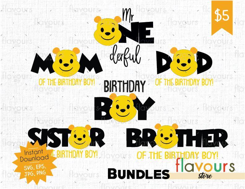 Winnie The Pooh - Birthday Bundle - Instant Download - SVG Cut File - FlavoursStore