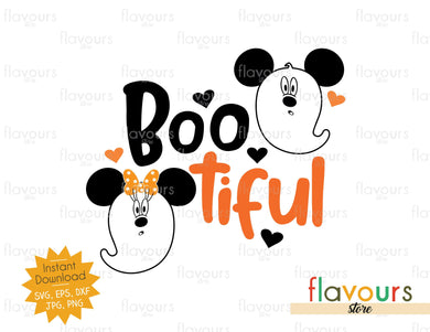 Boo-tiful - Mickey Minnie Ghost - Halloween - SVG Cut File - FlavoursStore