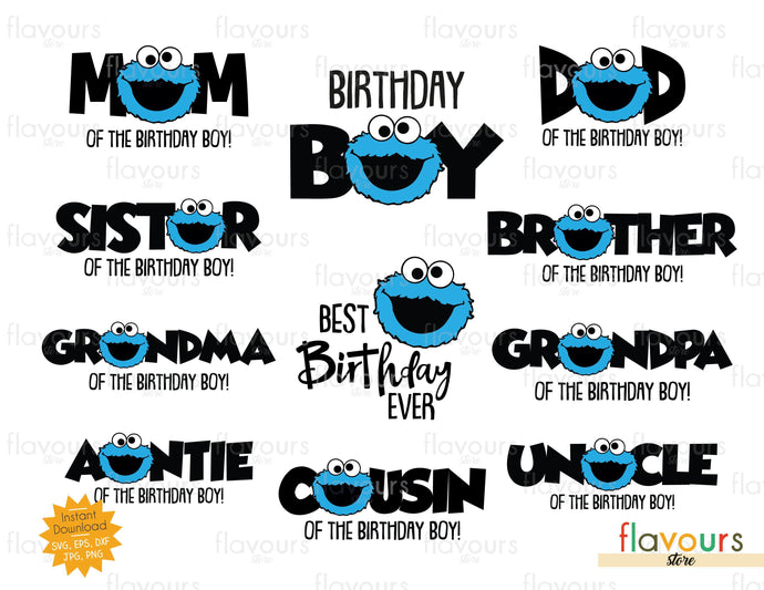Cookie Monsters Birthday Boy Bundle - SVG Cut Files - FlavoursStore