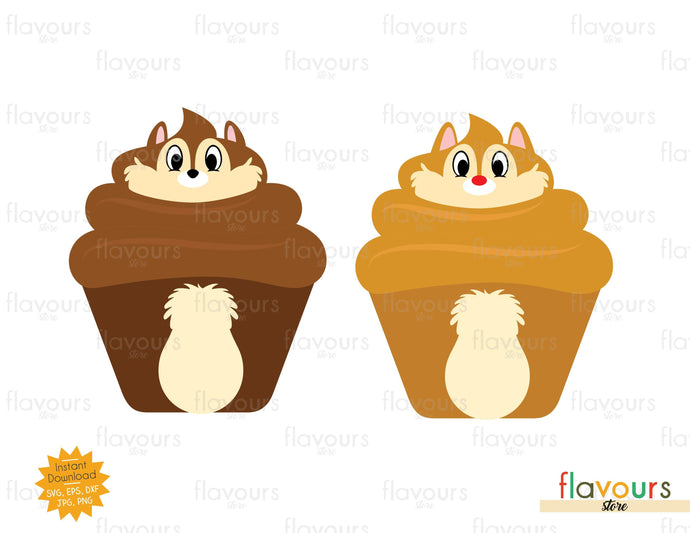 Chip and Dale - Disney Cupcakes - SVG Cut Files - FlavoursStore