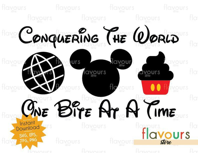 Conquering The World One Bite At A Time Mickey Cupcake - Disney Epcot - SVG Cut File - FlavoursStore