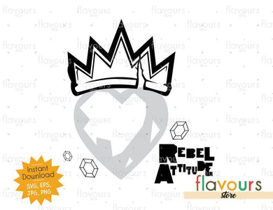 Crowned Heart - Rebel Attitude - Descendants - SVG Cut Files - FlavoursStore