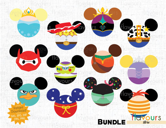 Disney Characters Ears Bundle - Cuttable Design Files - FlavoursStore