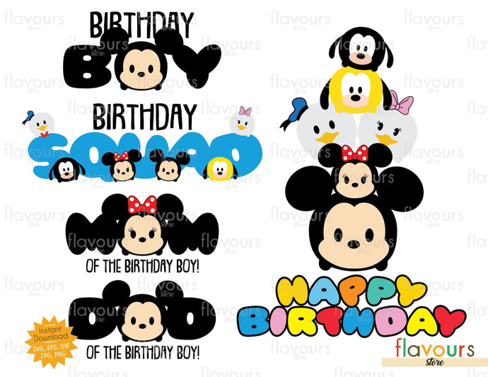 Mickey Minnie Disney Club Tsum Tsum Birthday Boy Bundle - SVG Cut File - FlavoursStore