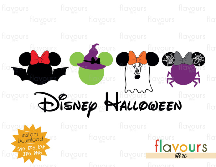 Disney Halloween Minnie Bat Witch Spider Ghost - SVG Cut Files - FlavoursStore