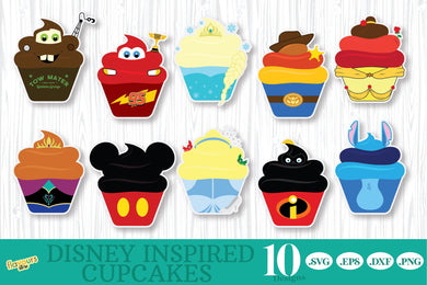Disney Inspired Cupcakes - 10 Designs Bundle - SVG Cut File - FlavoursStore