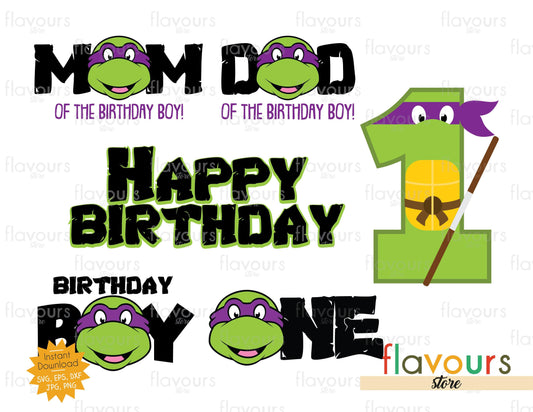 Donatello Ninja Turtles 1st Birthday Bundle - Cars - SVG Cut File - FlavoursStore