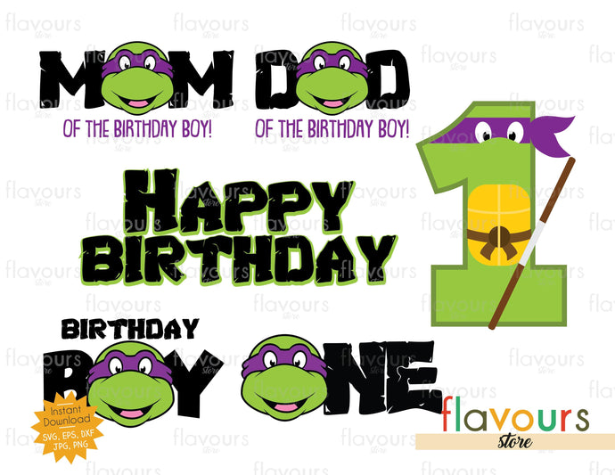 Donatello Ninja Turtles 1st Birthday Bundle - Cars - SVG Cut File - FlavoursStore