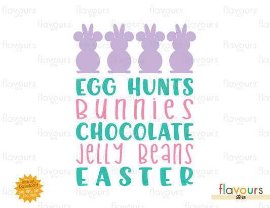 Egg Hunts Bunnies Chocolate Jelly Beans Easter - SVG Cut File - FlavoursStore