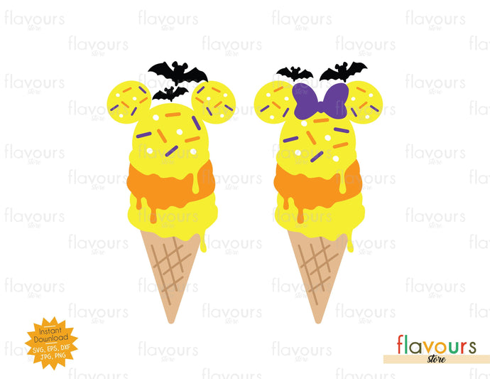 Halloween Candy Corn Ice Cream Mickey and Minnie - SVG Cut File - FlavoursStore