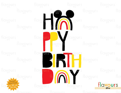 Happy Birthday, Mickey, Rainbow - SVG Cut File - FlavoursStore