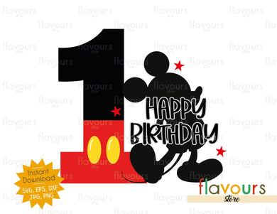 Happy Birthday - Mickey Silhouette - SVG Cut Files - FlavoursStore
