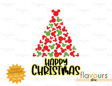 Mickey Ears Tree - Happy Christmas - SVG Cut File - FlavoursStore