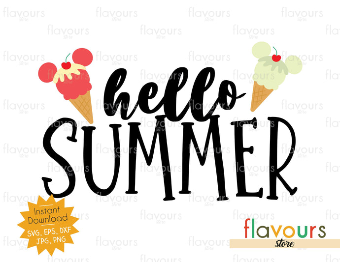 Hello Summer - Mickey Ice Cream - SVG Cut File - FlavoursStore