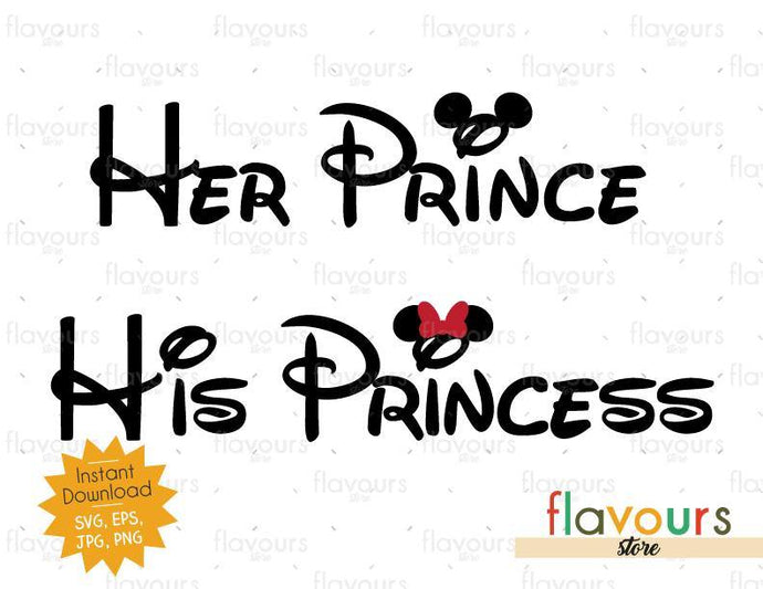 Her Prince - His Princess - Mouse Ears - Instant Download - SVG Cut File - FlavoursStore