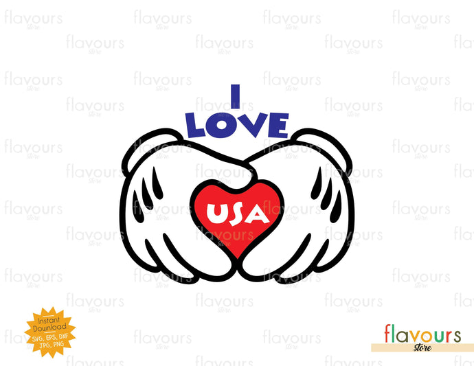 I Love USA, Mickey Gloves, 4th July, Independence Day - SVG Cut File - FlavoursStore