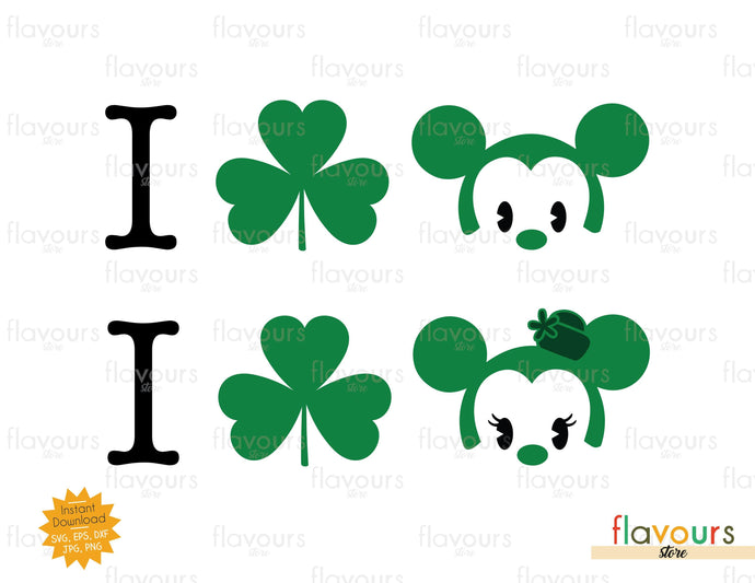 I love St Patrick's Day Mickey Minnie - SVG Cut File - FlavoursStore