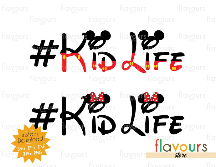 Kid Life - Mickey Minnie Ears - SVG Cut File - FlavoursStore